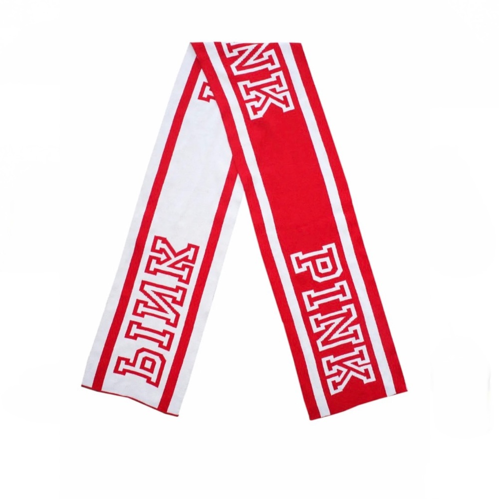 Women's PINK Victoria's Secret Red & White Logo Scarf 8 x 61 inch Winter Fashion